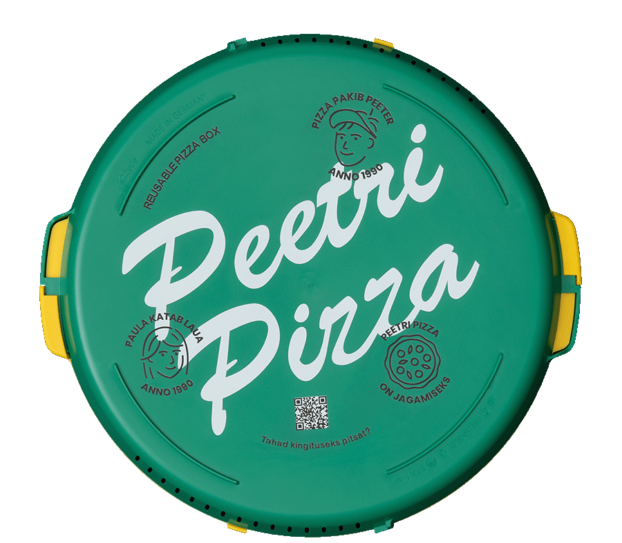 PIZZycle reusable pizza box customized for Estonian Pizza Chain Peetri Pizza