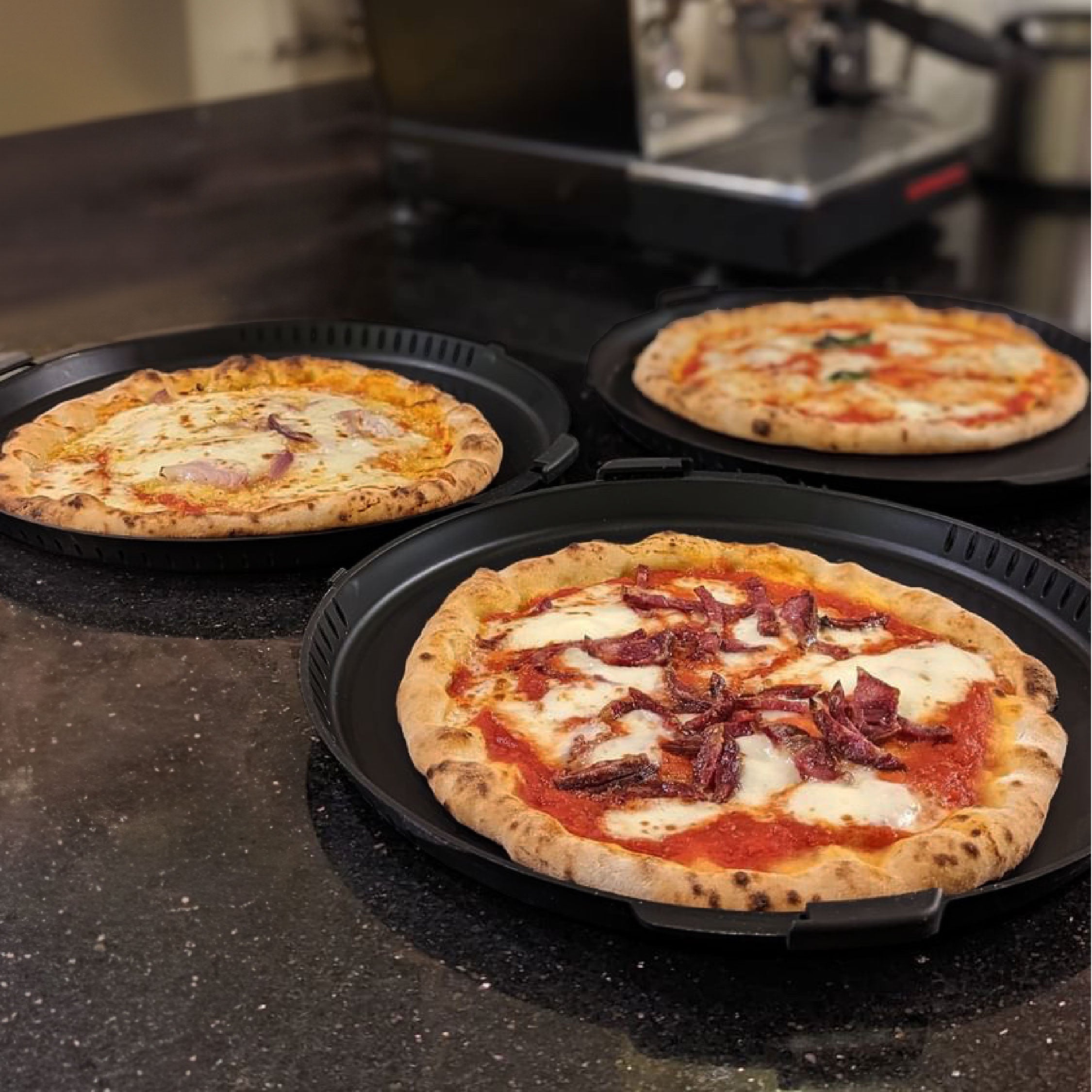 Contenant de stockage de pizza extensible réutilisable avec 5 plateaux  chauffants micro-ondes, boîte à pizza en silicone réglable, gain de place  et