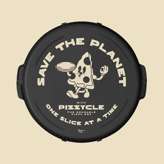 save the planet with PIZZycle, one slice at a time - recyclable pizza box fun graphic design limited edition